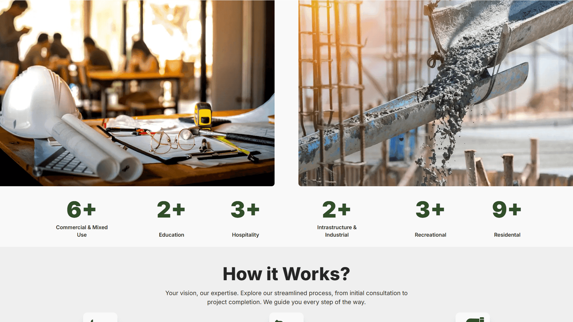 Responsive website page designed for Solid Constructions featuring modern UI design, construction-related visuals, and optimized user experience. | صفحة ويب متجاوبة مصممة لشركة Solid Constructions تتضمن واجهات حديثة، وعناصر بصرية مرتبطة بقطاع الإنشاءات، وتجربة مستخدم محسنة.